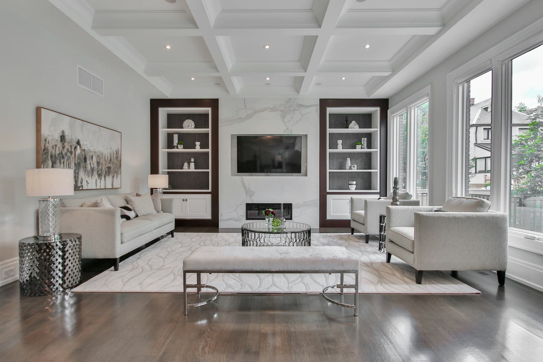 Elegant living room designed remotely through an e-design package