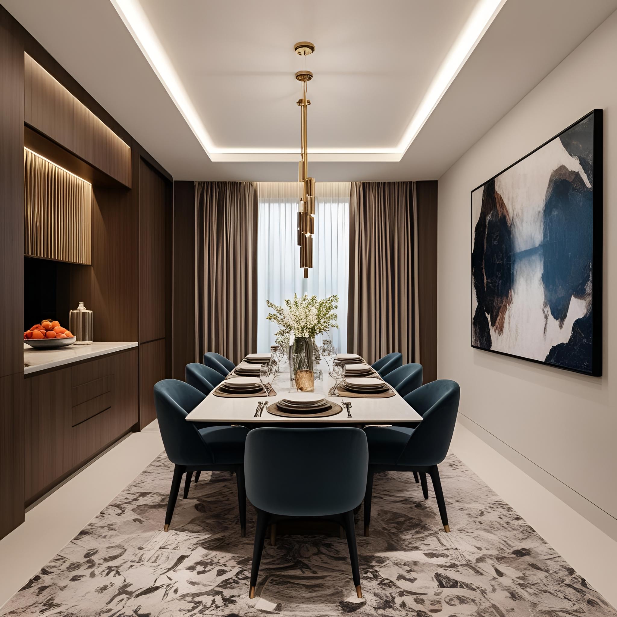 Create a luxury modern interior photos of dinning area 2